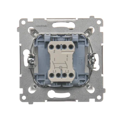 Łącznik dwubiegunowy z podświetleniem LED (moduł) 10A, 250V, szybkozłącza, złoty (metalik)