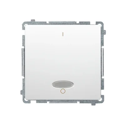 Łącznik dwubiegunowy z podświetleniem (moduł), 10A, 250V, zaciski śrubowe, biały