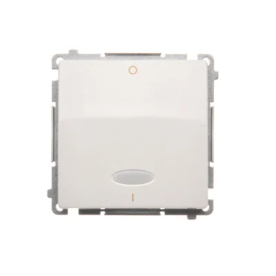 Łącznik dwubiegunowy z podświetleniem (moduł), 10A, 250V, zaciski śrubowe, biały