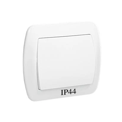 Łącznik jednobiegunowy bryzgoszczelny IP44, 10A, 250V, zaciski śrubowe, biały