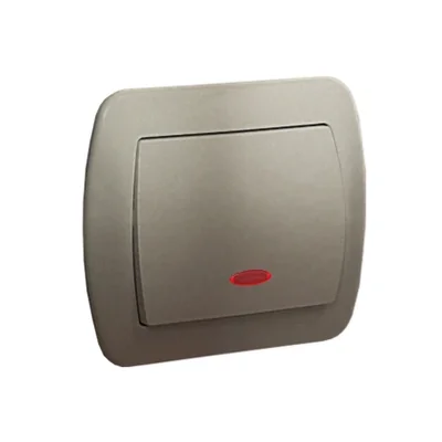 Łącznik jednobiegunowy z podświetleniem 10A 250V satyna (metalik)