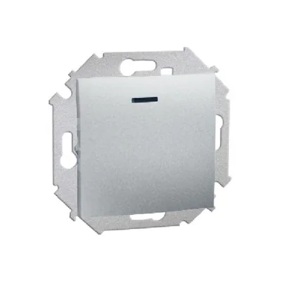 Łącznik jednobiegunowy z podświetleniem (moduł) 10A 250V aluminium (metalik)