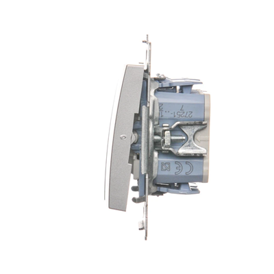 Łącznik krzyżowy podwójny 2 klawisze (moduł) 230V, srebrny metalik