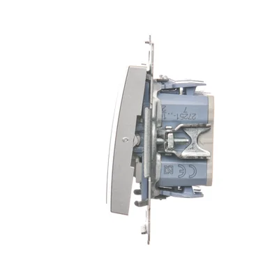 Łącznik krzyżowy podwójny 2 klawisze (moduł) 230V, srebrny metalik
