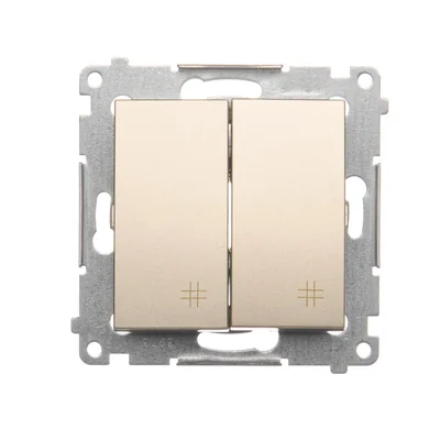 Łącznik krzyżowy podwójny 2 klawisze (moduł) 230V, złoty metalik