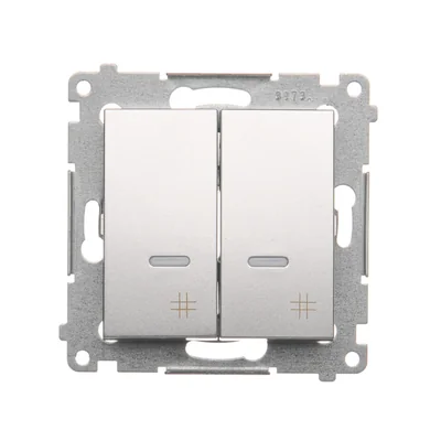 Łącznik krzyżowy podwójny z podświetleniem (moduł) 250 V, srebrny metalik