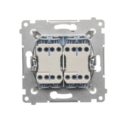 Łącznik krzyżowy podwójny z podświetleniem (moduł) 250 V, srebrny metalik