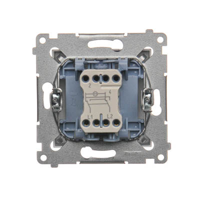 Łącznik krzyżowy z podświetleniem LED (moduł) 10A 250V szybkozłącza srebrny (metalik)