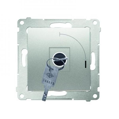 Łącznik na kluczyk chwilowy przycisk (moduł) 2 pozycyjny 0-I styk N/O 5 A 230V 0 srebrny (metalik)