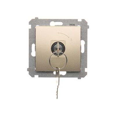 Łącznik na kluczyk chwilowy przycisk (moduł) 2 pozycyjny 0-I styk N/O 5 A 230V 0 złoty (metalik)