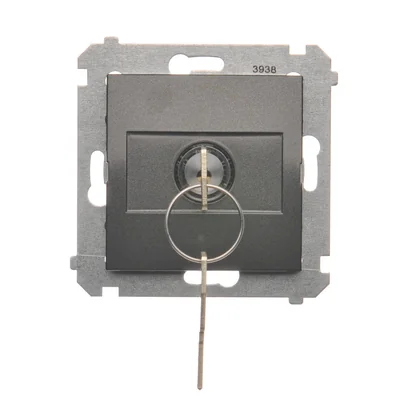 Łącznik na kluczyk chwilowy przycisk (moduł) 2 pozycyjny 0-I styk N/O 5 A 230V antracyt (metalik)