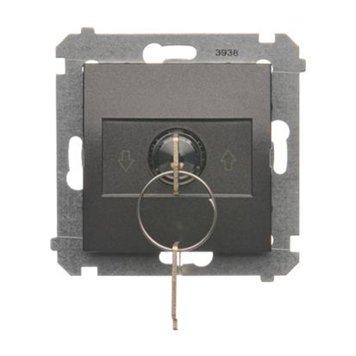Łącznik na kluczyk żaluzjowy 1-bieg.(moduł) 3 pozycyjny "I-0-II" 2 styki N/O 5A 230V. antracyt (metalik)