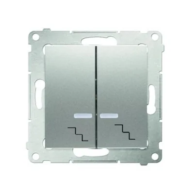 Łącznik schodowy podwójny z podświetleniem (moduł) 10A 250V zaciski śrubowe srebrny (metalik)