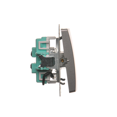 Łącznik schodowy podwójny z podświetleniem (moduł) 230V, inox metalik
