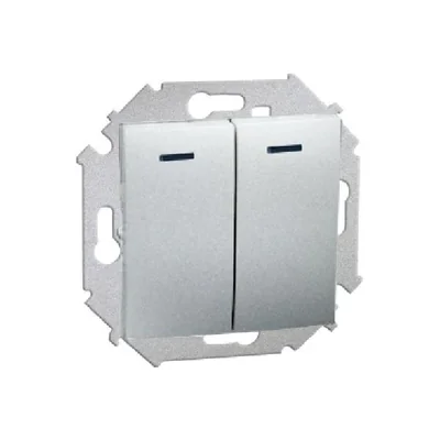 Łącznik świecznikowy z podświetleniem 10A 250V zaciski śrubowe aluminium (metalik)