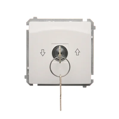 Łącznik żaluzjowy z kluczem 3 pozycyjny, "I-0-II" 2 styki N/O biały