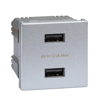 Ładowarka USB K45 2x USB 2.0 - A 5V DC 2,1A aluminium