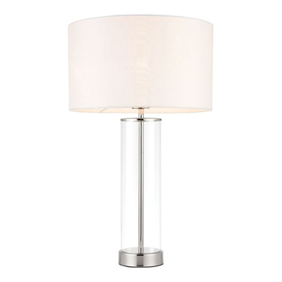 LESSINA Lampa stołowa E27 IP20 srebrna z białym abażurem