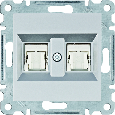 LUMINA Gniazdo komputerowe podwójne RJ45 kat.5e FTP srebrne
