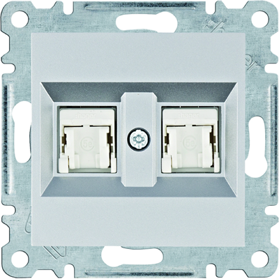 LUMINA Gniazdo komputerowe podwójne RJ45 kat.5e UTP srebrne