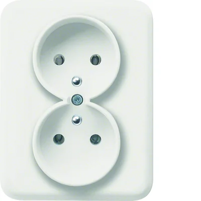 LUMINA Gniazdo zasilające z uziemieniem podwójne kompletne 16A/250VAC białe