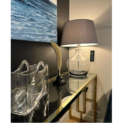 MADEIRA Lampa stołowa E27 IP20 transparentna szary abażur