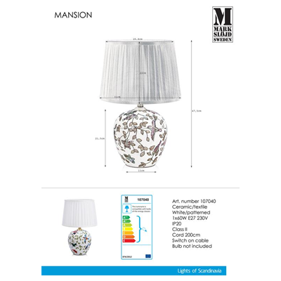 MANSION Lampa stołowa 45cm multikolor