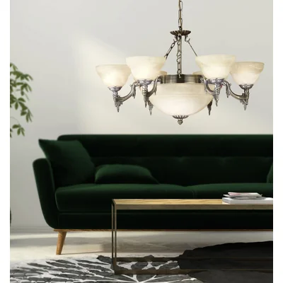 MARBELLA Lampa wisząca sześciopunktowa patynowana/szampańska