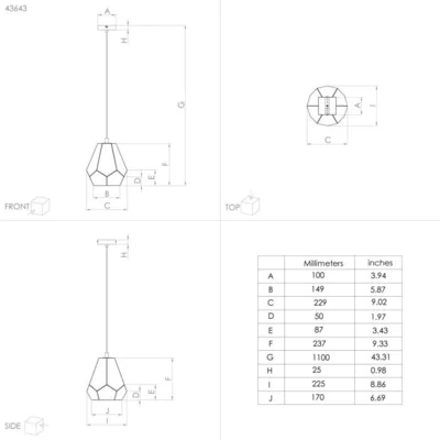 MARDYKE Lampa wisząca 23cm 40 W E27 IP20 czarna