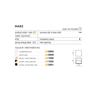 MARS WALL Lampa ścienna aluminium