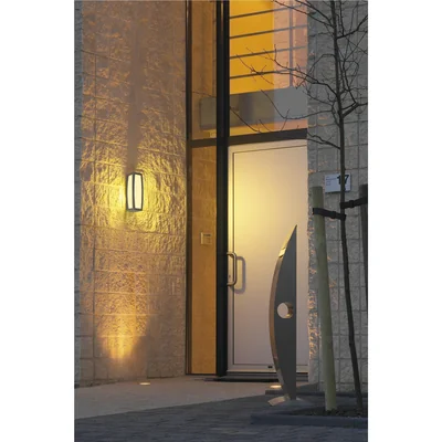 MERIDIAN BOX SENSOR Lampa zewnętrzna ścienna E27 IP54 antracytowa z czujnikiem ruchu