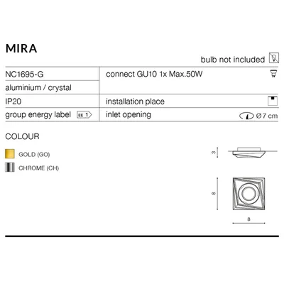 MIRA Lampa sufitowa wpuszczana chrom