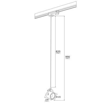 NET Lampa sufitowa do szynoprzewodu długa czarna