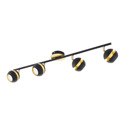NOCITO Lampa ścienno-sufitowa listwa poczwórna czarny/złoty