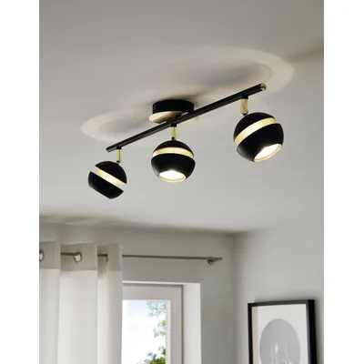 NOCITO Lampa ścienno-sufitowa listwa poczwórna czarny/złoty
