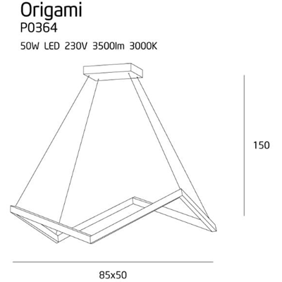 ORIGAMI Lampa wisząca 85cm biała