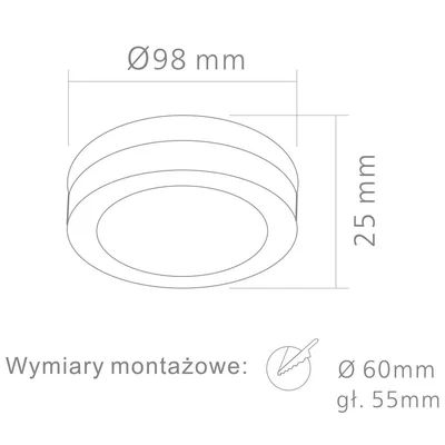 Orto Claro Lampa sufitowa wpuszczana chrom