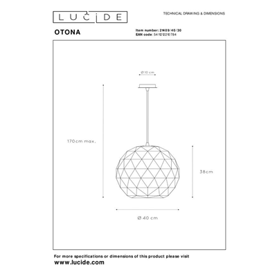 OTONA Lampa wisząca Ø40cm czarna