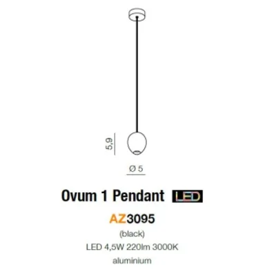 OVUM Lampa wisząca czarna