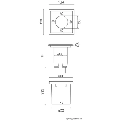 Pabla Lampa zewnętrzna najazdowa kwadratowa 10,4x10,4 cm stal nierdzewna