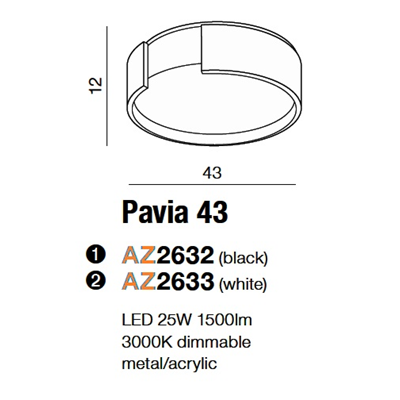 PAVIA 43 Lampa sufitowa czarna