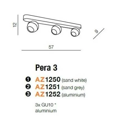 PERA 3 ALU top Platfon 3X GU10