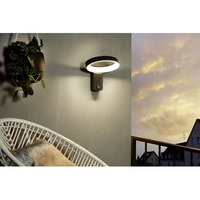 PERNATE Lampa ścienna z czujnikiem ruchu/zmierzchu antracytowa