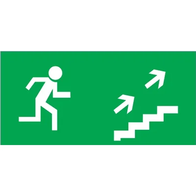 Piktogram, chłopek biegnący w prawo po schodach P24