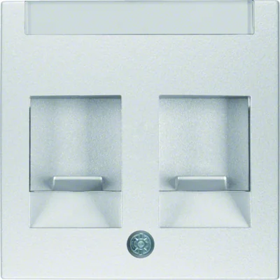 Płytka czołowa podwójna z zasuwami chroniącymi przed kurzem z polem opisowym - Alu mat