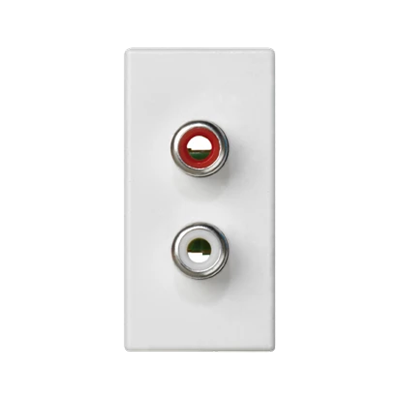 Płytka K45/2 złącz 2x RCA (CINCH) 22,5x45mm + wkłady, zaciski śrubowe