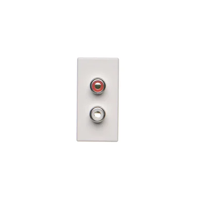 Płytka K45/2 złącz 2x RCA (CINCH) 22,5x45mm + wkłady, zaciski śrubowe
