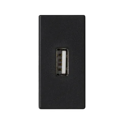 Płytka K45/2 złącza USB typ A żeńskie 22, 5x45mm + gniazdo, szary grafit