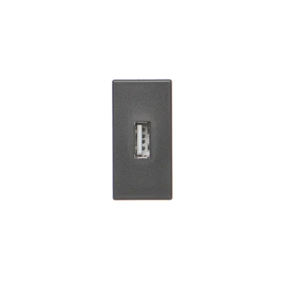 Płytka K45/2 złącza USB typ A żeńskie 22, 5x45mm + gniazdo, szary grafit
