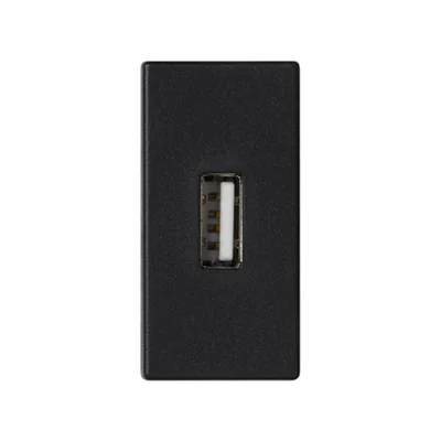 Płytka K45/2 złącza USB typ A żeńskie 22, 5x45mm + gniazdo, szary grafit